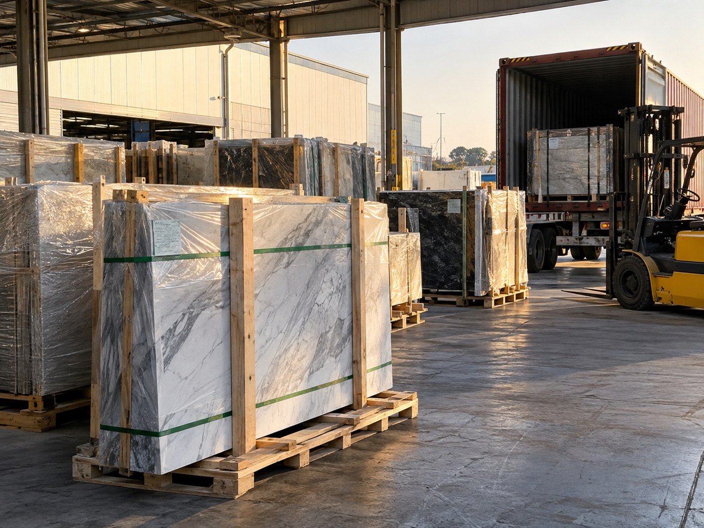 Packed marble loading area