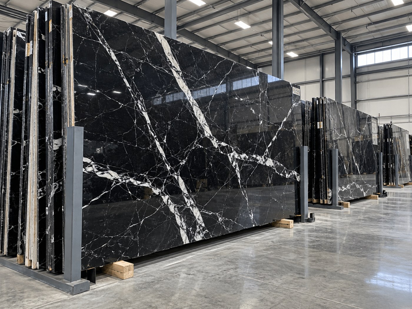 Grey marble slab storage